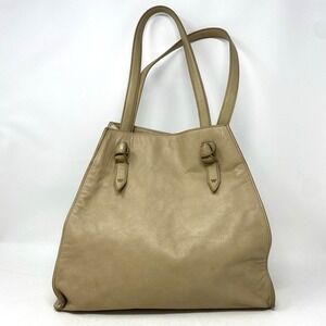 Vtg Kelly Wynne‎ Knot Carryall Large Tote Shoulder Bag Two Tone Neutral Leather
